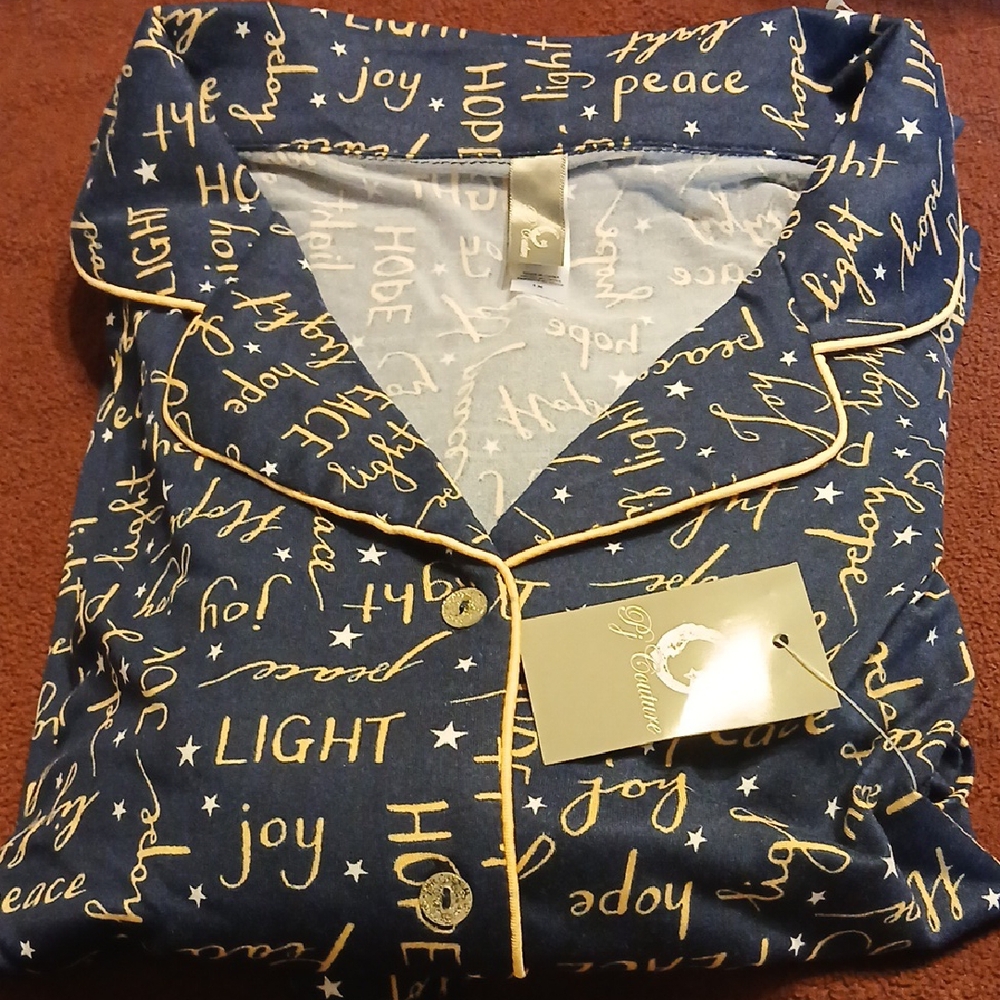 Pj Couture Navy and Gold Pajama Set